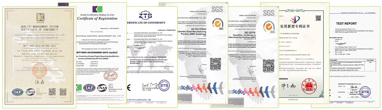Essential oil factory various certification certificates