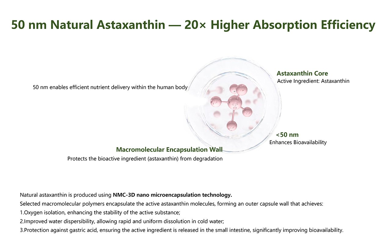 50 nm Natural Astaxanthin Nanoemulsion for Enhanced Bioavailability