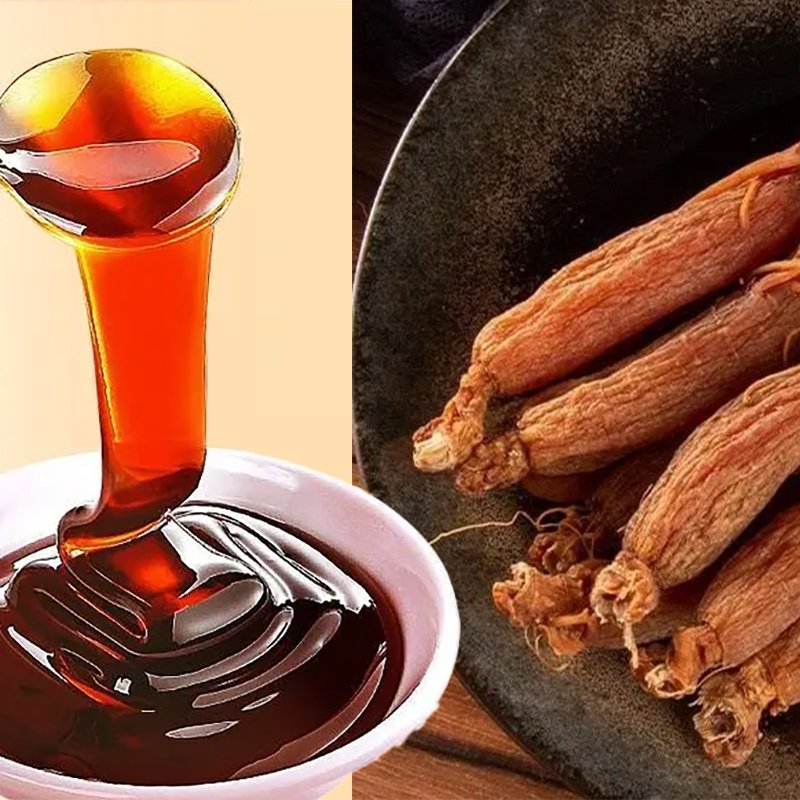 Red Ginseng Fluid Extract, high-quality Panax ginseng root liquid extract, natural herbal ingredient for energy, immunity, and wellness