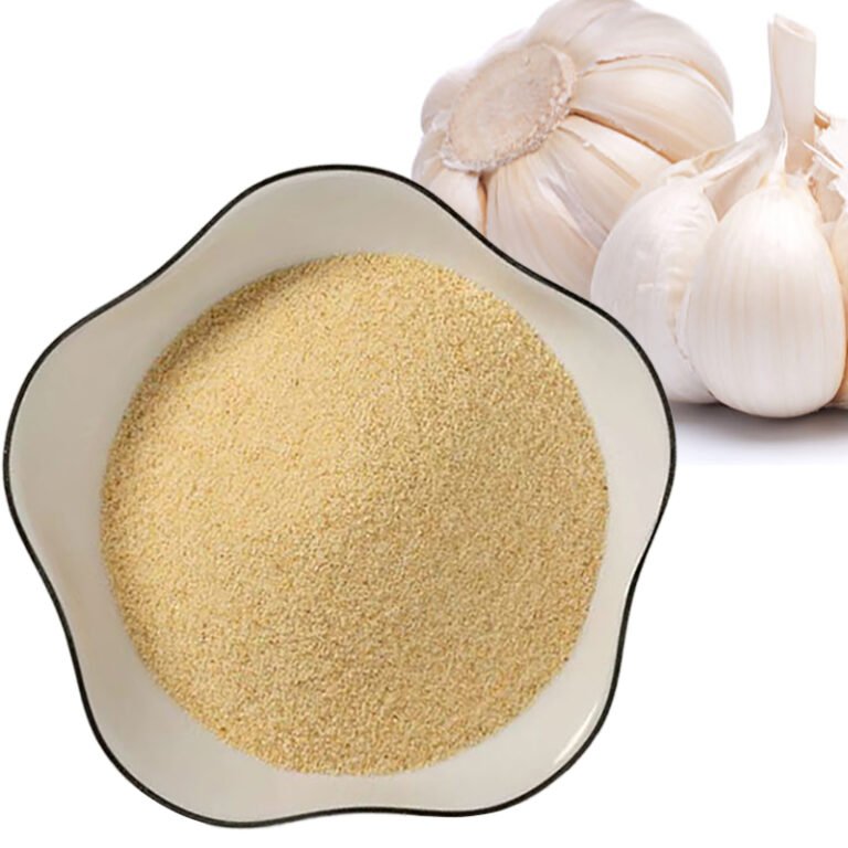 Garlic powder grades comparison chart showing mesh size and industrial food applications